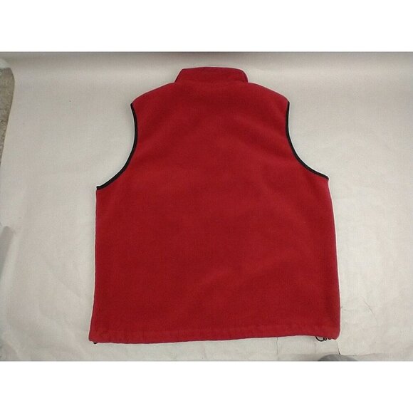 VINTAGE Eddie Bauer Vest Mens Medium Red Full Zip Made USA Poly Fleece - Picture 4 of 6